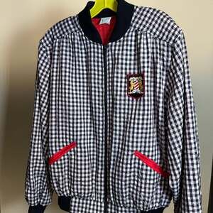 VTG 80s Lily's of Beverly Hills Gingham Checkered Bomber Jacket